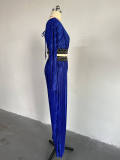 Press Pleat V-neck Flare Sleeve Shirt Wide Leg Pants Suit GCNE-6780
