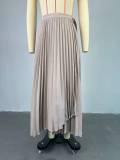Tie Up Irregular Pleated Long Skirt GCNE-7517