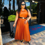 Solid Color Sleeveless Loose Skirt Suit GCNE-7404