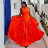 O Neck Hollow Out Sleeveless Maxi Dress GCNE-7224