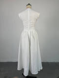 Sleeveless Solid Color Slim Midi Dress GCNE-6990