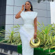 Short Sleeve Solid Color Drawstring Raw Edge Long Dress GCNE-7282