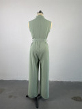 Lapel Loose Sleeveless Solid Color Jumpsuit GCNE-7041