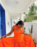 O Neck Hollow Out Sleeveless Maxi Dress GCNE-7224