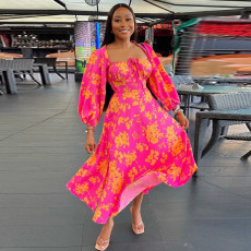Long Sleeve Print Long Sleeve Maxi Dress GCNE-7258