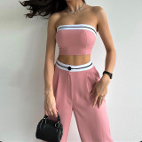 Sport Wrap Chest Vest And Wide Leg Pants Suit GCNE-6208