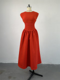 Sleeveless Solid Color Slim Midi Dress GCNE-6990