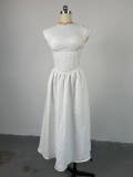Sleeveless Solid Color Slim Midi Dress GCNE-6990