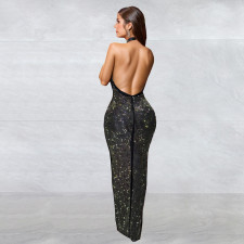 Sexy Sleeveless Hot Drill Backless Maxi Dress BY-7106