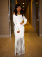 One Shoulder Long Sleeve Tassel Maxi Dress SFY-604