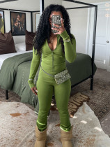 Sport Tight Zipper Flare Sleeve Padded Suit CH-24066