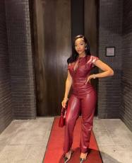 Fashion Sleeveless PU Leather Jumpsuit OLYF-6163