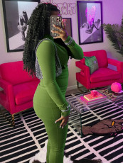 Sport Tight Zipper Flare Sleeve Padded Suit CH-24066