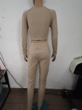 Long Sleeve Patchwork Slim Two Piece Pants Set GBGF-23018