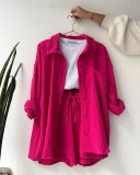 Long Sleeve Shirt And Pants Loose 2 Piece Set(With White Vest) GCNE-3015