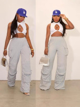 Casual Solid Color Loose Straight Pant OLYF-6157