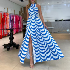 Sexy Print Off Shoulder Split Maxi Dress GCNE-8654