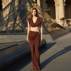 Stacked Collar Solid Color Slim Pants Suit XEF-55002