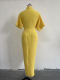Solid Color Single-breasted Shirt Dress GCNE-8619