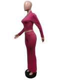 Solid Color Zipper Slim Two Piece Pants Set MEM-88605