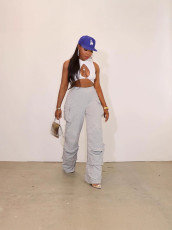 Casual Solid Color Loose Straight Pant OLYF-6157