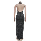 Sexy Sleeveless Hot Drill Backless Maxi Dress BY-7106