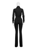 Sport Tight Zipper Flare Sleeve Padded Suit CH-24066