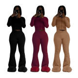 Solid Color Zipper Slim Two Piece Pants Set MEM-88605