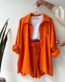 Long Sleeve Shirt And Pants Loose 2 Piece Set(With White Vest) GCNE-3015