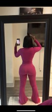 Solid Color Zipper Slim Two Piece Pants Set MEM-88605