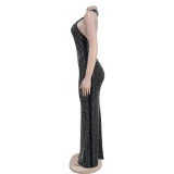 Sexy Sleeveless Hot Drill Backless Maxi Dress BY-7106