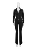 Sport Tight Zipper Flare Sleeve Padded Suit CH-24066