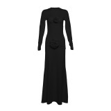Sexy Skinny Long Pleated Floral Maxi Dress XEF-55488