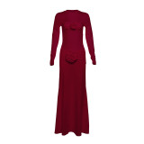 Sexy Skinny Long Pleated Floral Maxi Dress XEF-55488