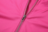 Solid Color Zipper Hooded Two Piece Pants Set XEF-54998