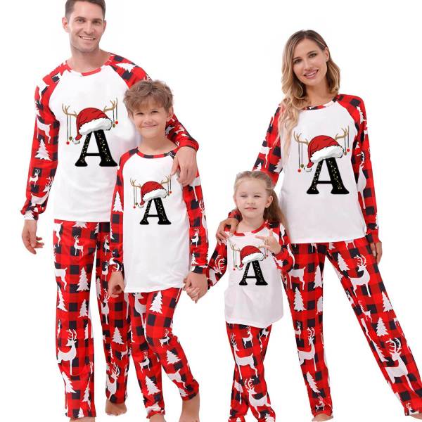 Christmas Letter Print Long Sleeve Parent-Child Pajama Set GFTM-JJF32