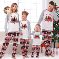 Christmas Tree Printed Loungewear Plaid Patchwork Parent-Child Set GFTM-JJF89