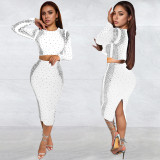 Hot Drill Long Sleeve Two Piece Pants Set BY-7100
