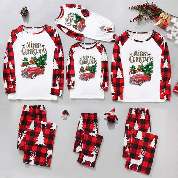 Christmas Plaid Patchwork Printed Loungewear Parent-child Set GFTM-JJF32-842