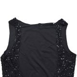 Sequin Sleeveless Backless Midi Dress BY-7097