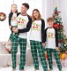 Christmas Plaid Patchwork Print Long Sleeve  Pajama Set GFTM-JJF88