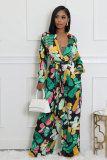 Fashion Print Long Sleeve Tie Up Loose Jumpsuit XHXF-8709