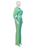 Solid Color Long Sleeve Zipper Two Piece Pants Set CH-24065