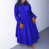 Plus Size Long Sleeve Solid Long Dress NNWF-8060