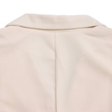 Plus Size Blazer Collar Press Pleated Midi Dress GATE-538