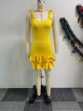 Plus Size Ruffled Lace Backless Mini Dress NY-10926