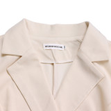 Plus Size Blazer Collar Press Pleated Midi Dress GATE-538