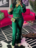 Solid Color Long Sleeve Zipper Two Piece Pants Set CH-24065