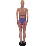 Solid Color Sexy Tie Bikini Tassel 2 Piece Swimsuit SMD-2502