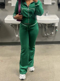 Solid Color Long Sleeve Zipper Two Piece Pants Set CH-24065